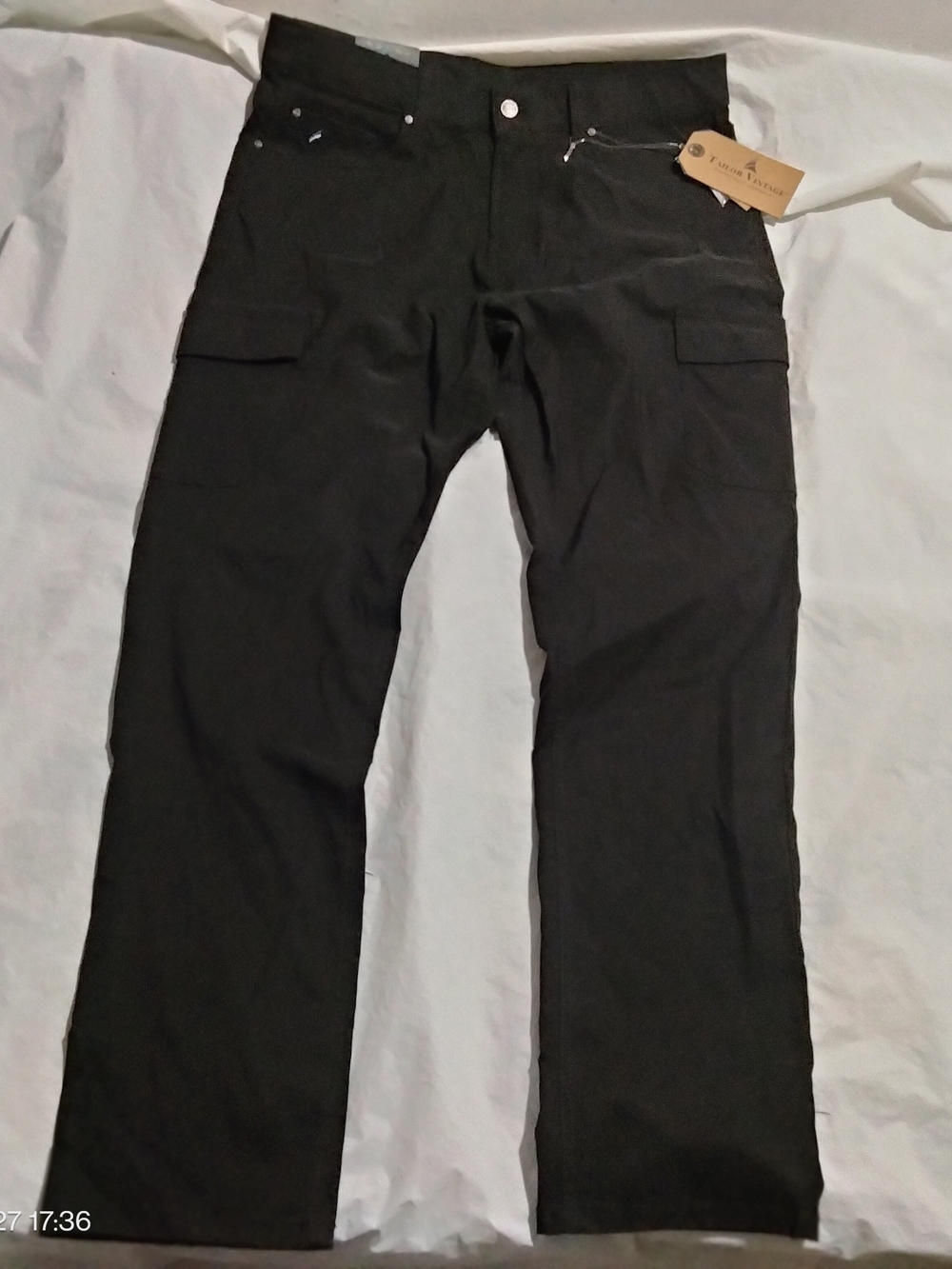 Tailor Vintage Mens 36x32 Black Canaan Slim Fit Cargo Tech Pants Performance NWT